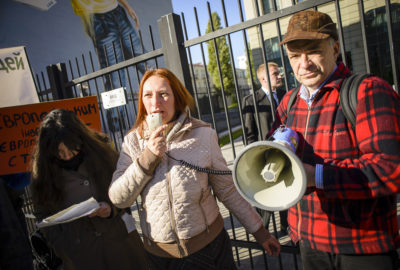 Protest in front of EBRD´s office in Kiev to protect ukrainian communities from agribusinesses